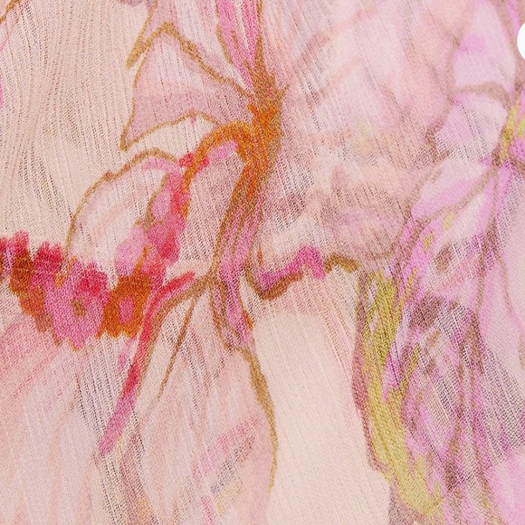 Zimmermann Coral Hibiscus Semi-sheer Floral Blouse Size 1 - Picture 7 of 15